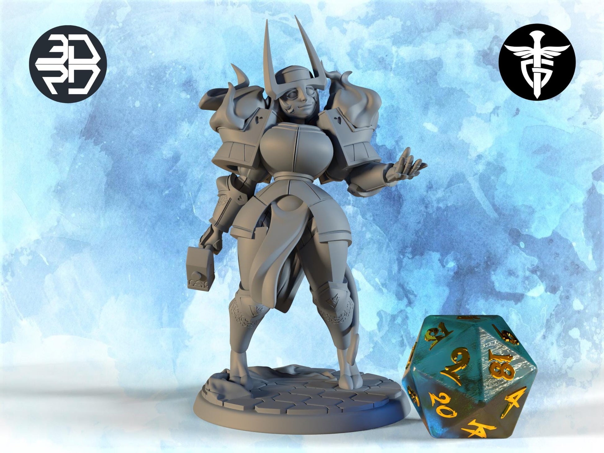 Female Cleric Reforged Miniature, Dahlia | Twin Goddess Miniatures | Tabletop RPG Miniature | Roleplaying 3D Printed Fantasy Mini - 3DPrintDen