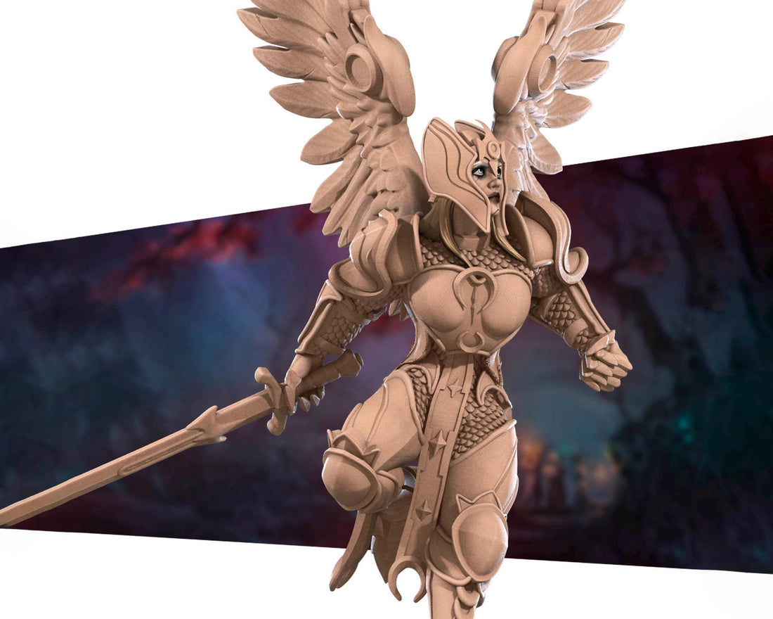 Female Aasimar Paladin Miniature | Tabletop RPG Miniature | Bite the Bullet | Roleplaying 3D Printed Fantasy Mini - 3DPrintDen