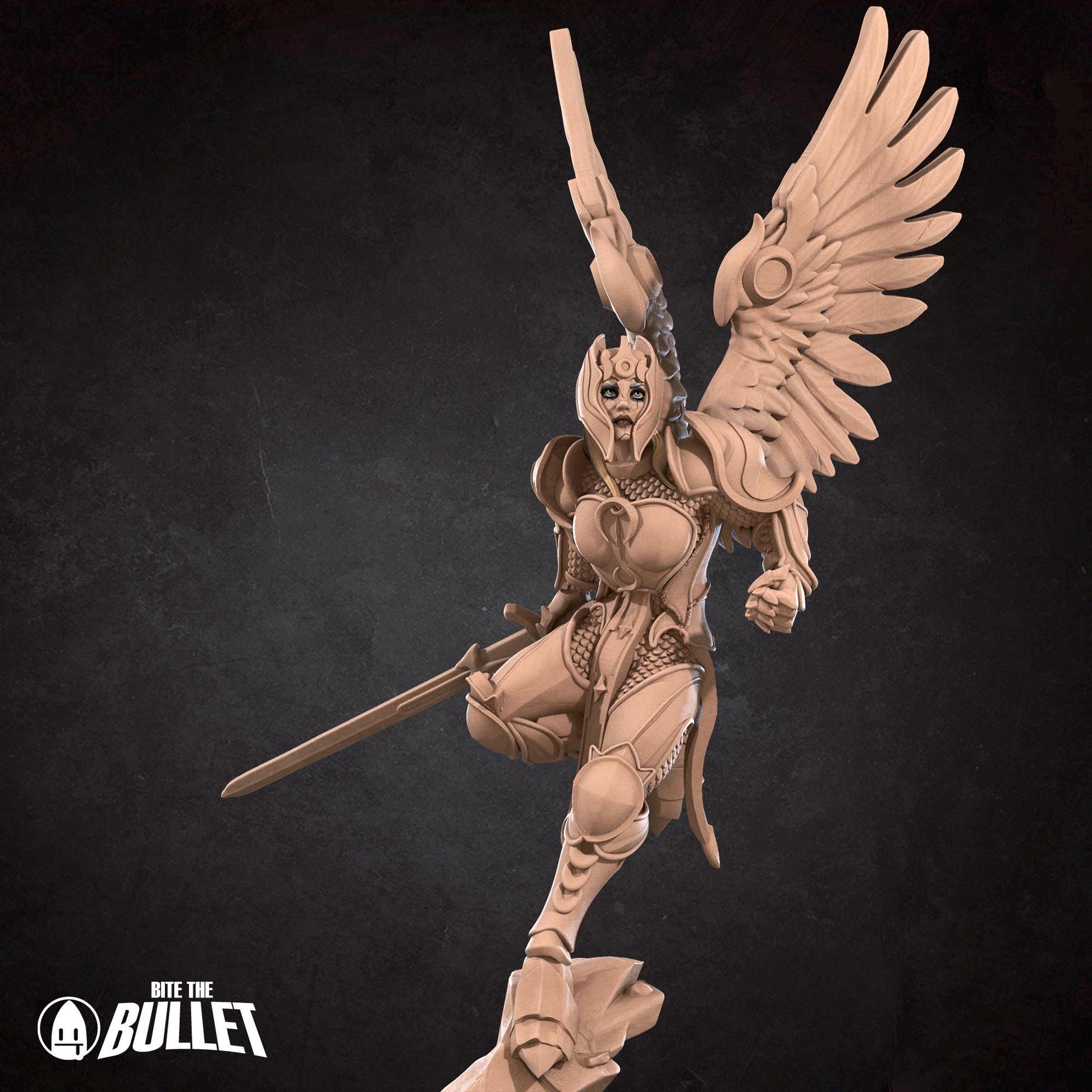 Female Aasimar Paladin Miniature | Tabletop RPG Miniature | Bite the Bullet | Roleplaying 3D Printed Fantasy Mini - 3DPrintDen