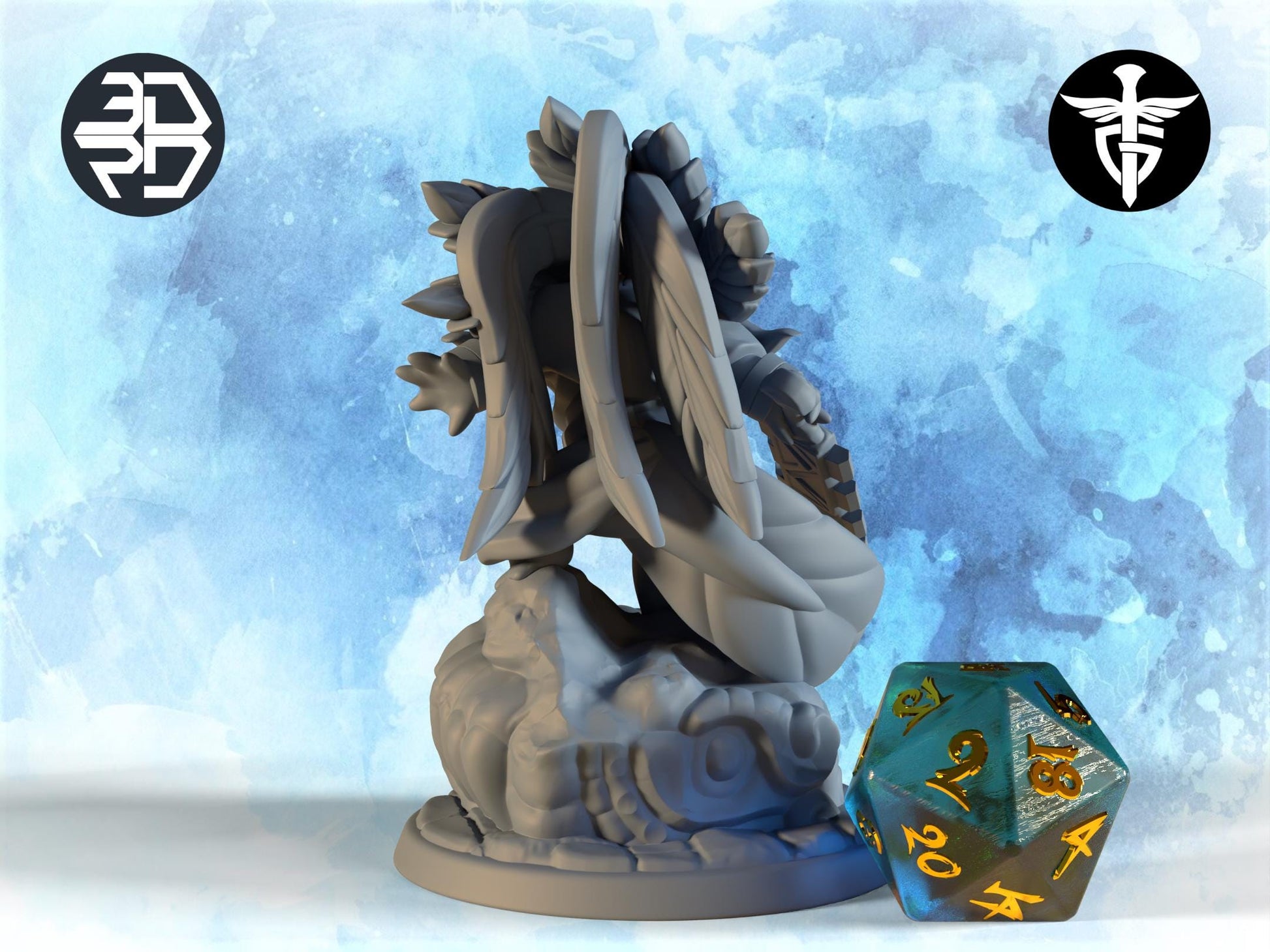Aztec Axolotl Fighter Miniature | Twin Goddess Miniatures | Tabletop RPG Miniature | Roleplaying 3D Printed Fantasy Mini - 3DPrintDen