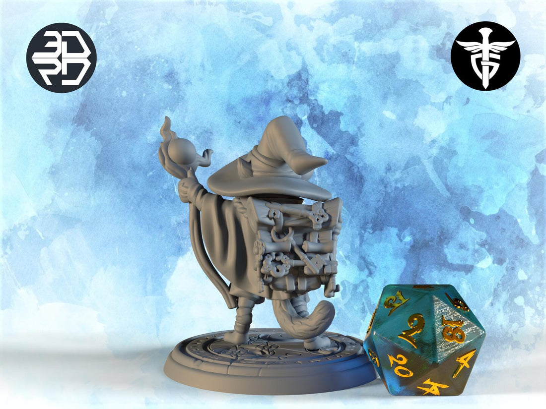 Tabaxi Wizard Miniature, Callum | Twin Goddess Miniatures | Tabletop RPG Miniature | Roleplaying 3D Printed Fantasy Mini - 3DPrintDen