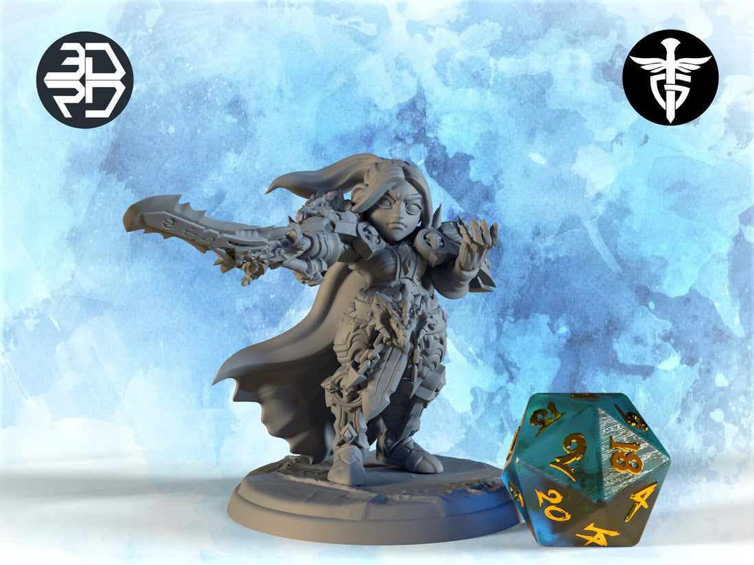 Gnome Oathbreaker Miniature, Runa | Twin Goddess Miniatures | Tabletop RPG Miniature | Roleplaying 3D Printed Fantasy Mini - 3DPrintDen