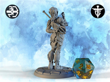 Female Drow Paladin Miniature, Mindy | Twin Goddess Miniatures | Tabletop RPG Miniature | Roleplaying 3D Printed Fantasy Mini - 3DPrintDen