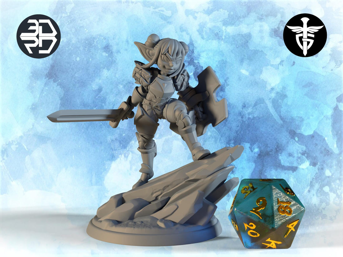 Goblin Paladin Miniature | Twin Goddess Miniatures | Tabletop RPG Miniature | Roleplaying 3D Printed Fantasy Mini - 3DPrintDen