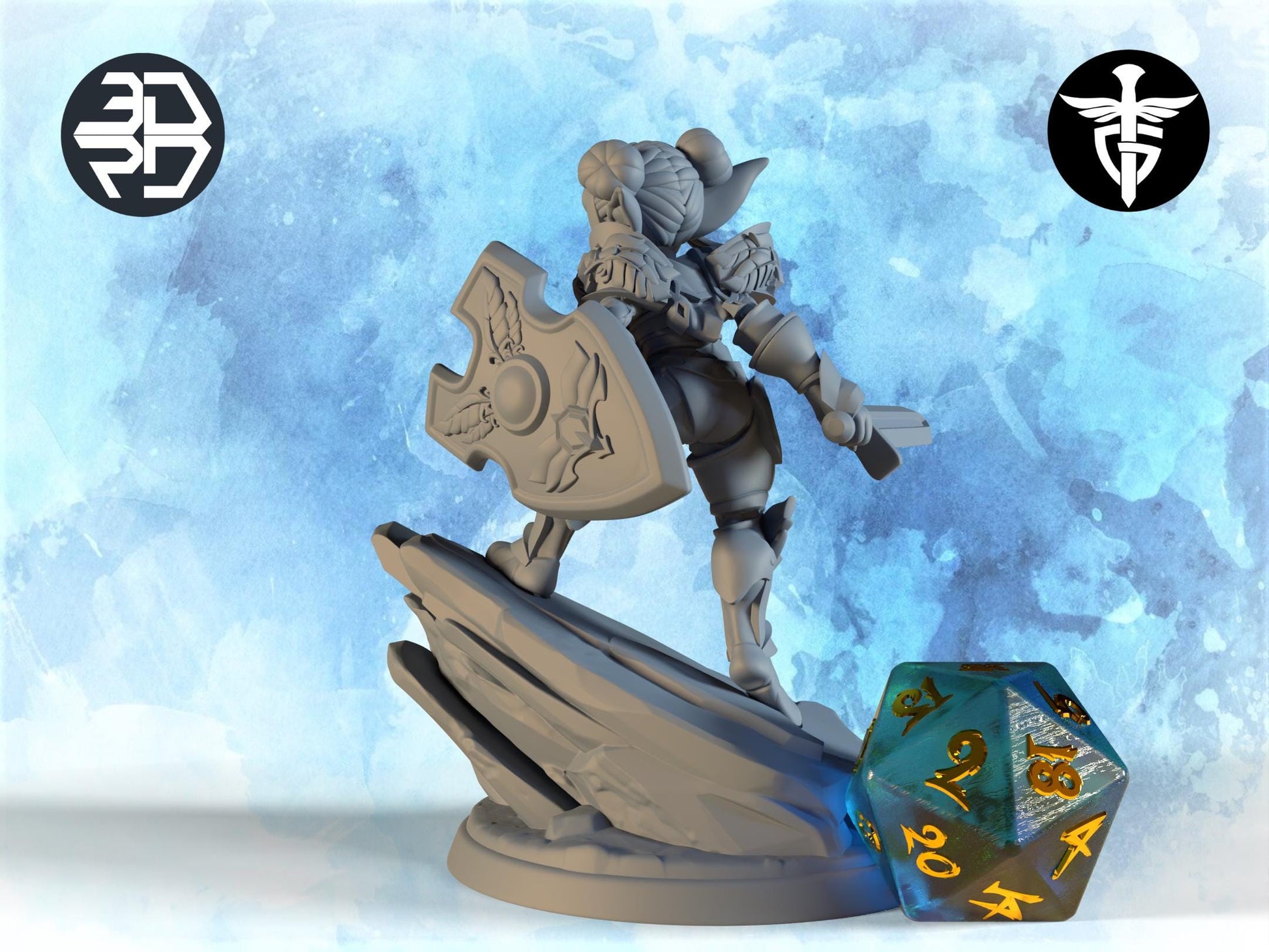 Goblin Paladin Miniature | Twin Goddess Miniatures | Tabletop RPG Miniature | Roleplaying 3D Printed Fantasy Mini - 3DPrintDen