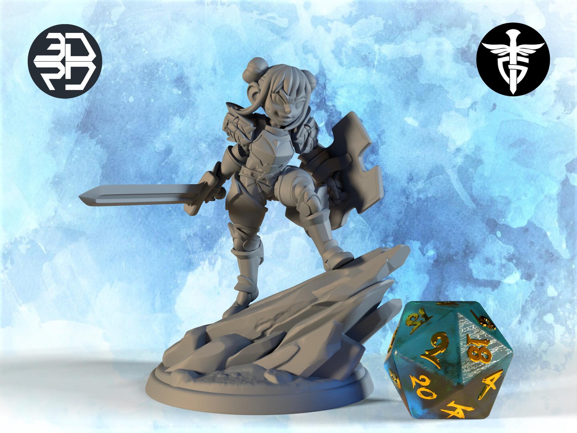 Goblin Paladin Miniature | Twin Goddess Miniatures | Tabletop RPG Miniature | Roleplaying 3D Printed Fantasy Mini - 3DPrintDen