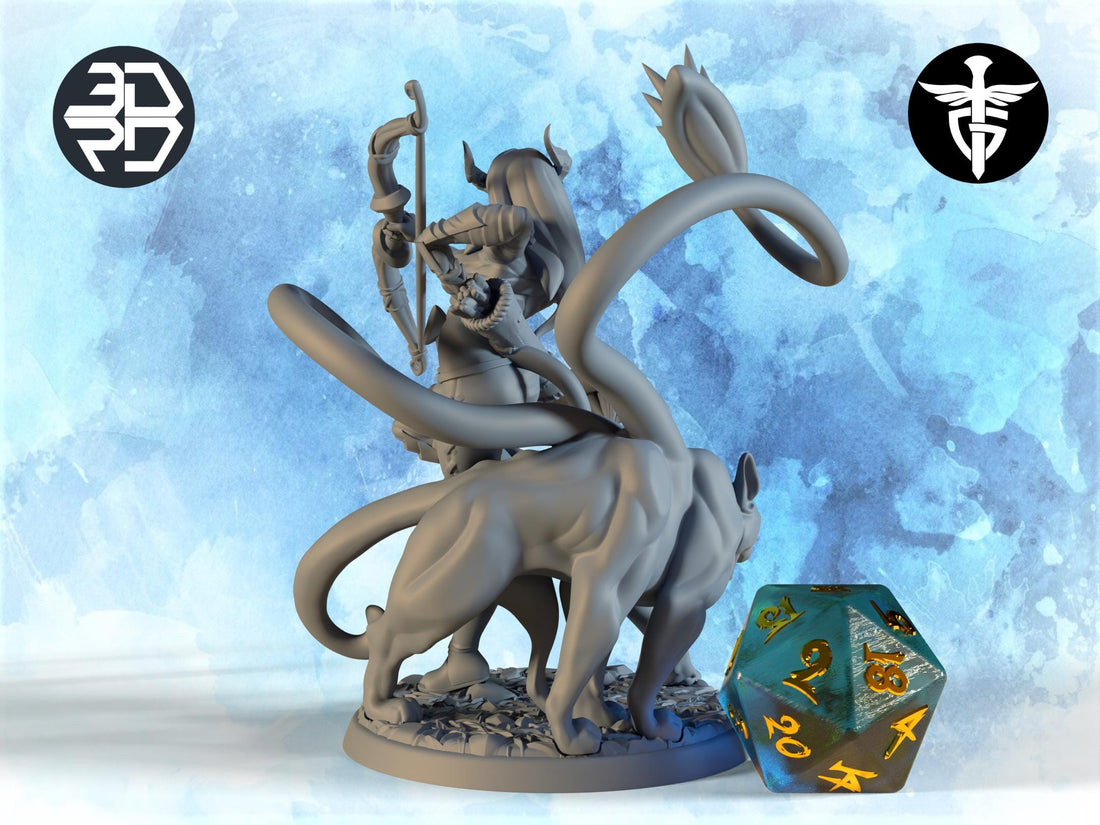 Tiefling Ranger Miniature | Twin Goddess Miniatures | Tabletop RPG Miniature | Roleplaying 3D Printed Fantasy Mini - 3DPrintDen