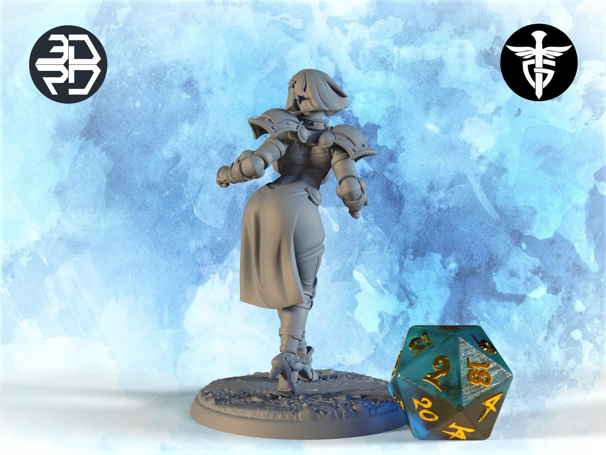 Female Elf Pinup Miniature, Pointless Armor Riz | Twin Goddess Miniatures | Tabletop RPG Miniature | Roleplaying 3D Printed Fantasy Mini - 3DPrintDen