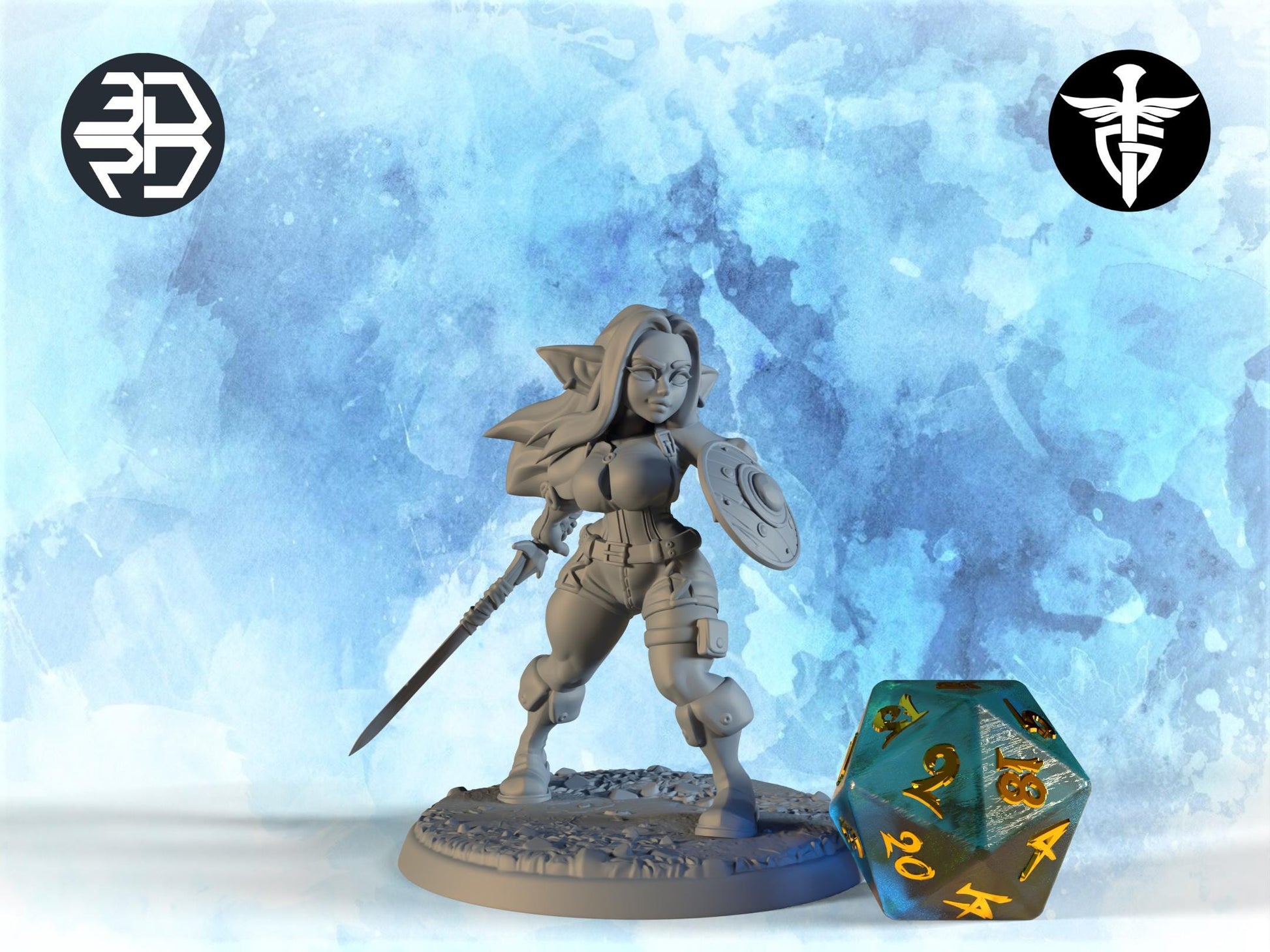Female Goblin Warrior Miniature, Angy | Twin Goddess Miniatures | Tabletop RPG Miniature | Roleplaying 3D Printed Fantasy Mini - 3DPrintDen