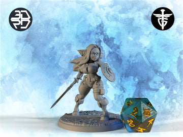 Female Goblin Warrior Miniature, Angy | Twin Goddess Miniatures | Tabletop RPG Miniature | Roleplaying 3D Printed Fantasy Mini - 3DPrintDen