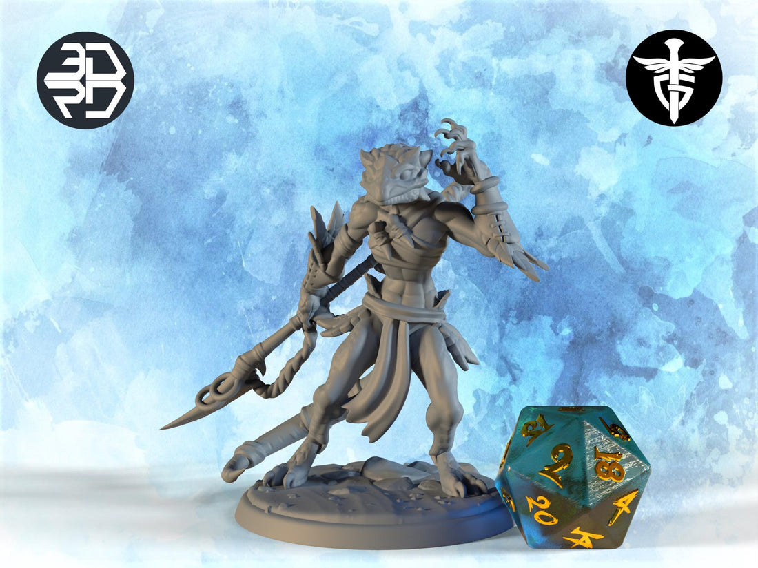 Lizardman Warrior Miniature | Twin Goddess Miniatures | Tabletop RPG Miniature | Roleplaying 3D Printed Fantasy Mini - 3DPrintDen