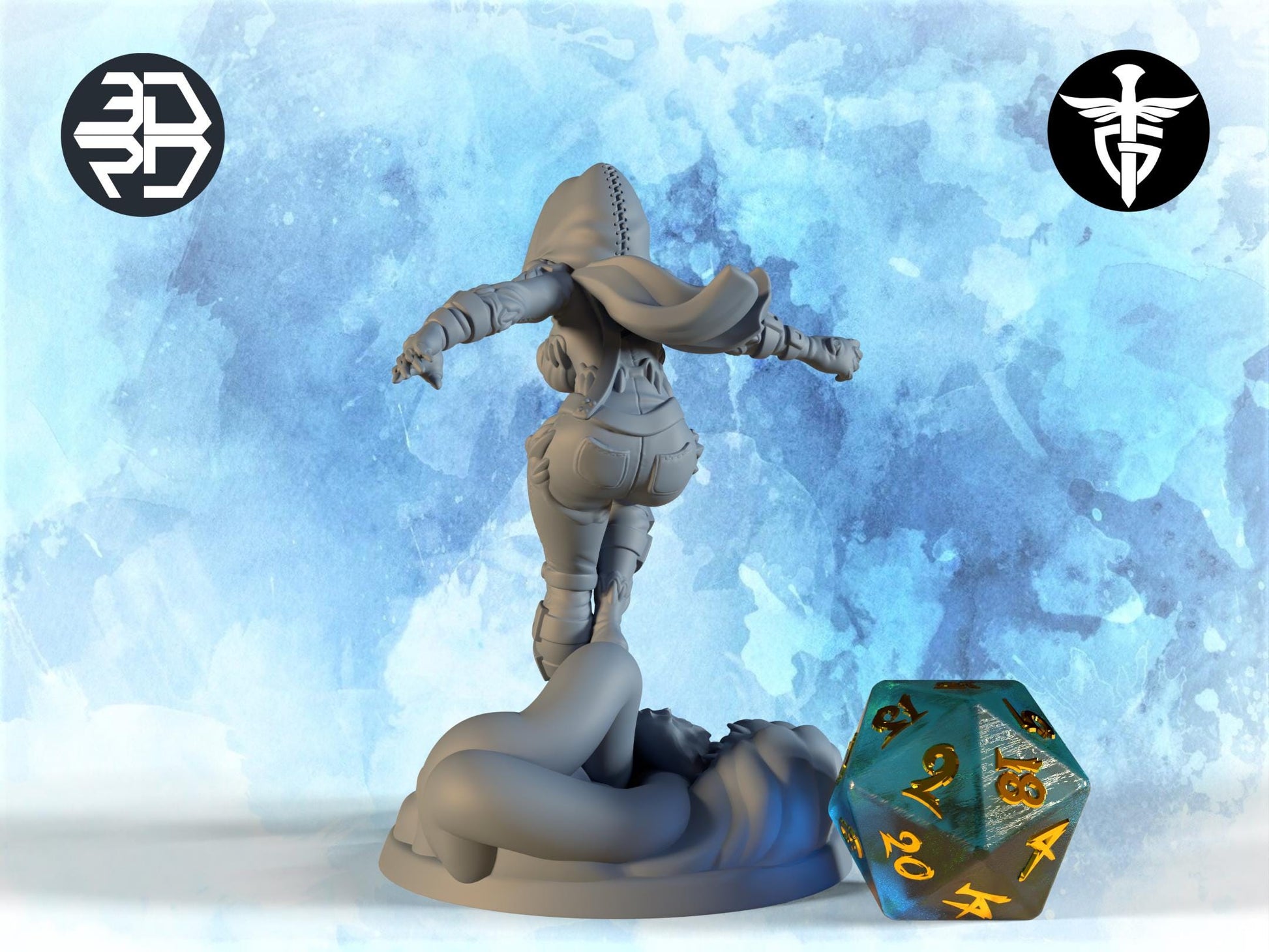 Female Mimic Rogue Miniature | Twin Goddess Miniatures | Tabletop RPG Miniature | Roleplaying 3D Printed Fantasy Mini - 3DPrintDen
