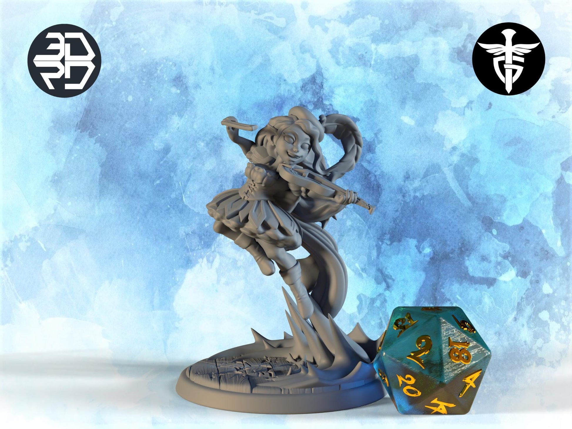 Female Halfling Bard Miniature, Mya | Twin Goddess Miniatures | Tabletop RPG Miniature | Roleplaying 3D Printed Fantasy Mini - 3DPrintDen