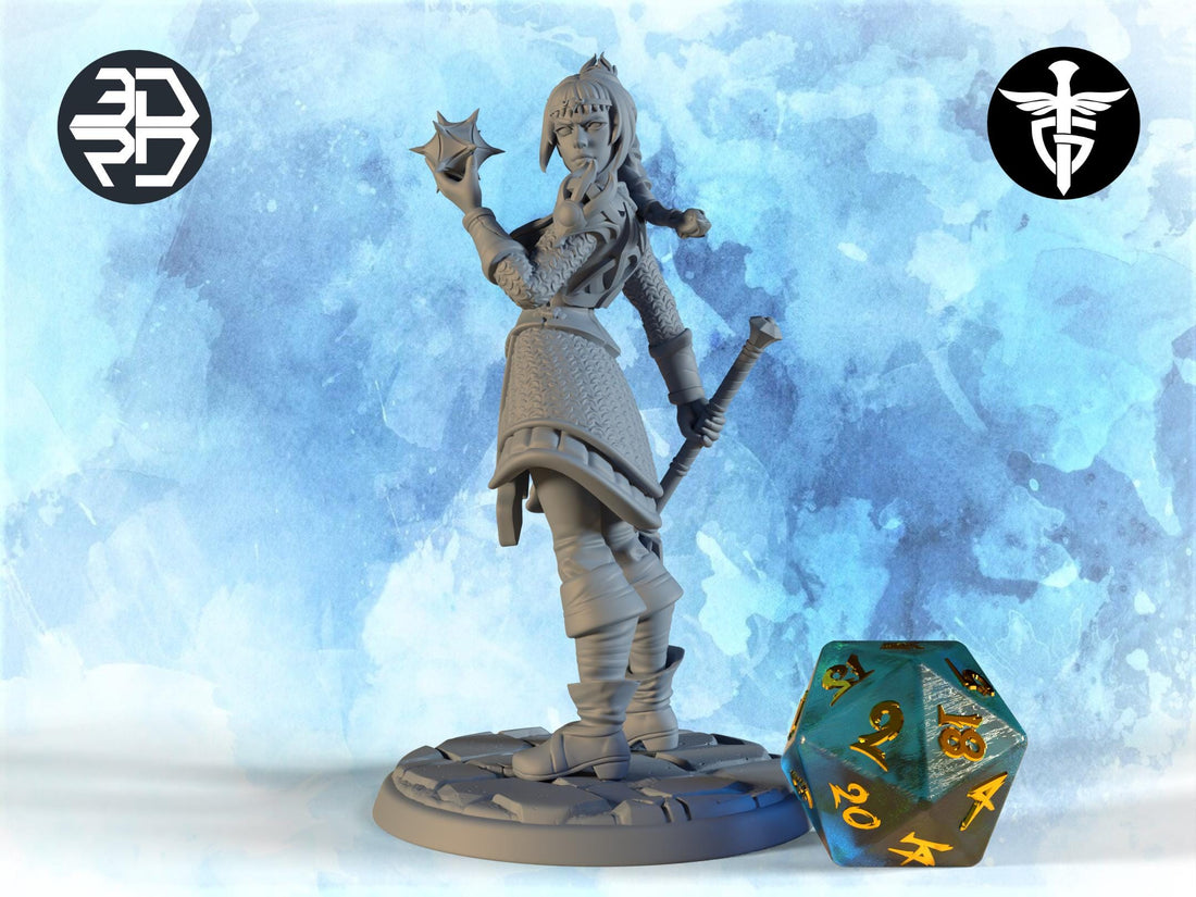 Female Cleric Miniature, Ebonheart | Twin Goddess Miniatures | Tabletop RPG Miniature | Roleplaying 3D Printed Fantasy Mini - 3DPrintDen