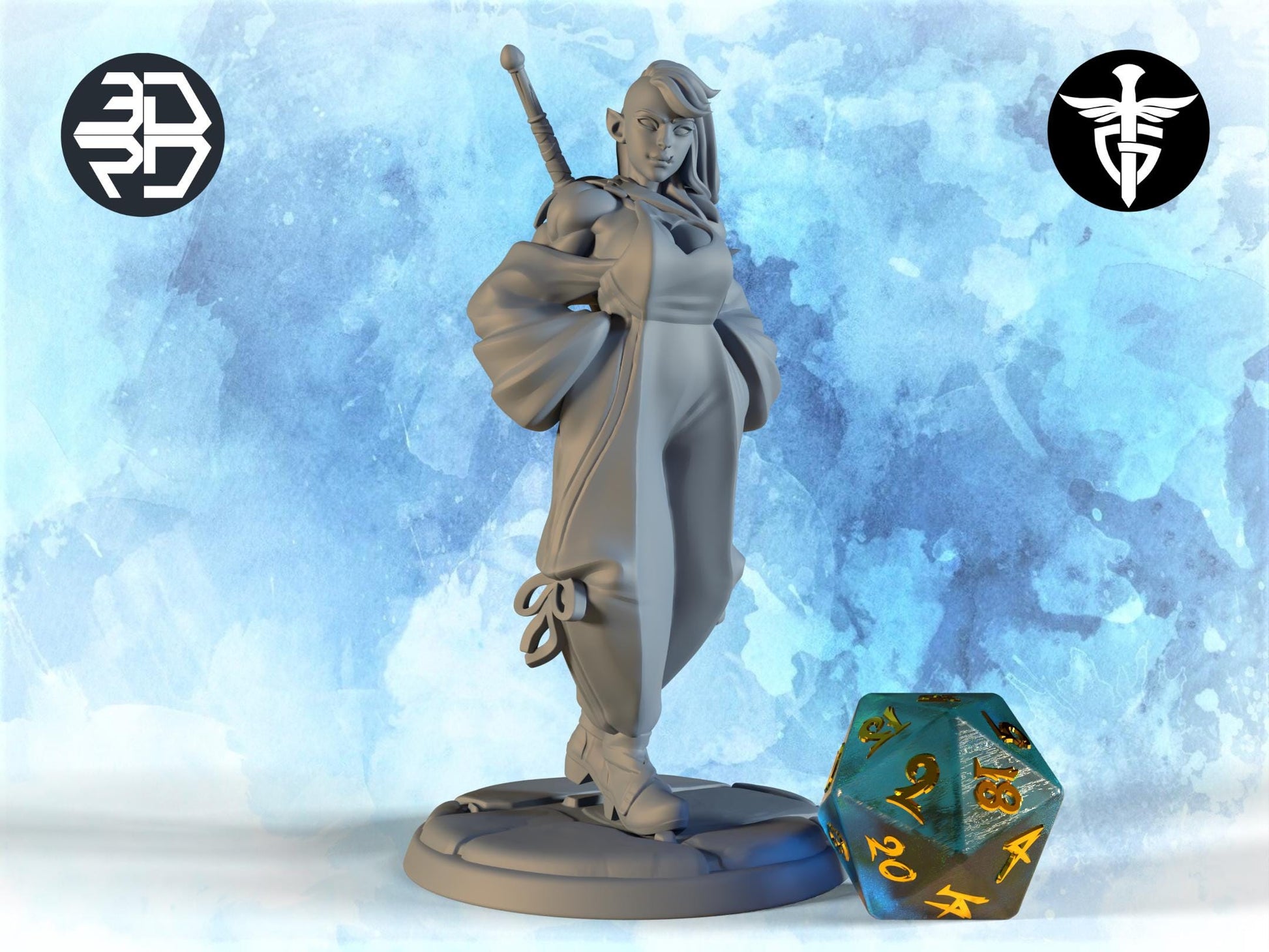 Female Orc Warrior Miniature, Janan | Twin Goddess Miniatures | Tabletop RPG Miniature | Roleplaying 3D Printed Fantasy Mini - 3DPrintDen