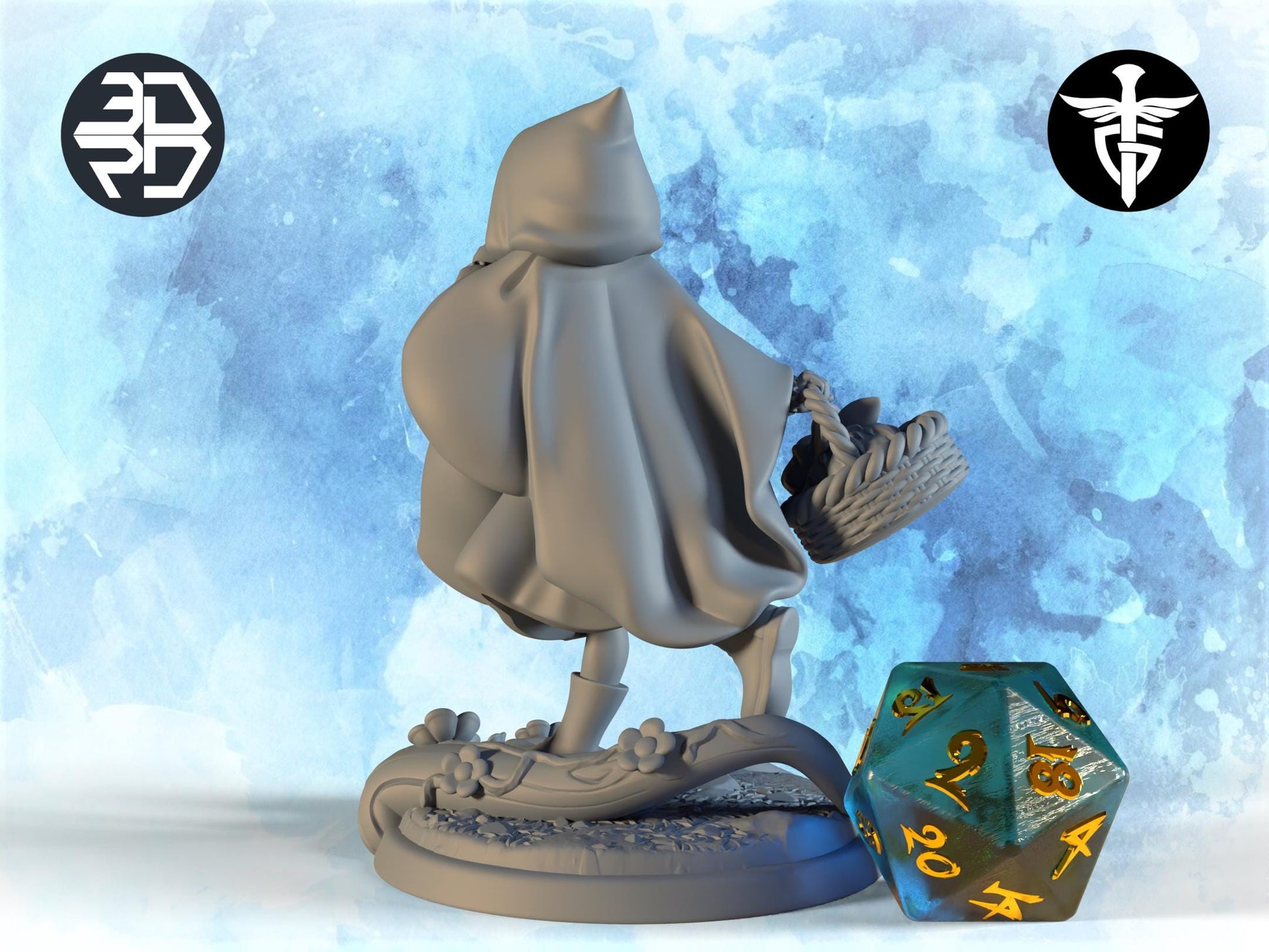 Female Traveller Miniature, Red Hood | Twin Goddess Miniatures | Tabletop RPG Miniature | Roleplaying 3D Printed Fantasy Mini - 3DPrintDen
