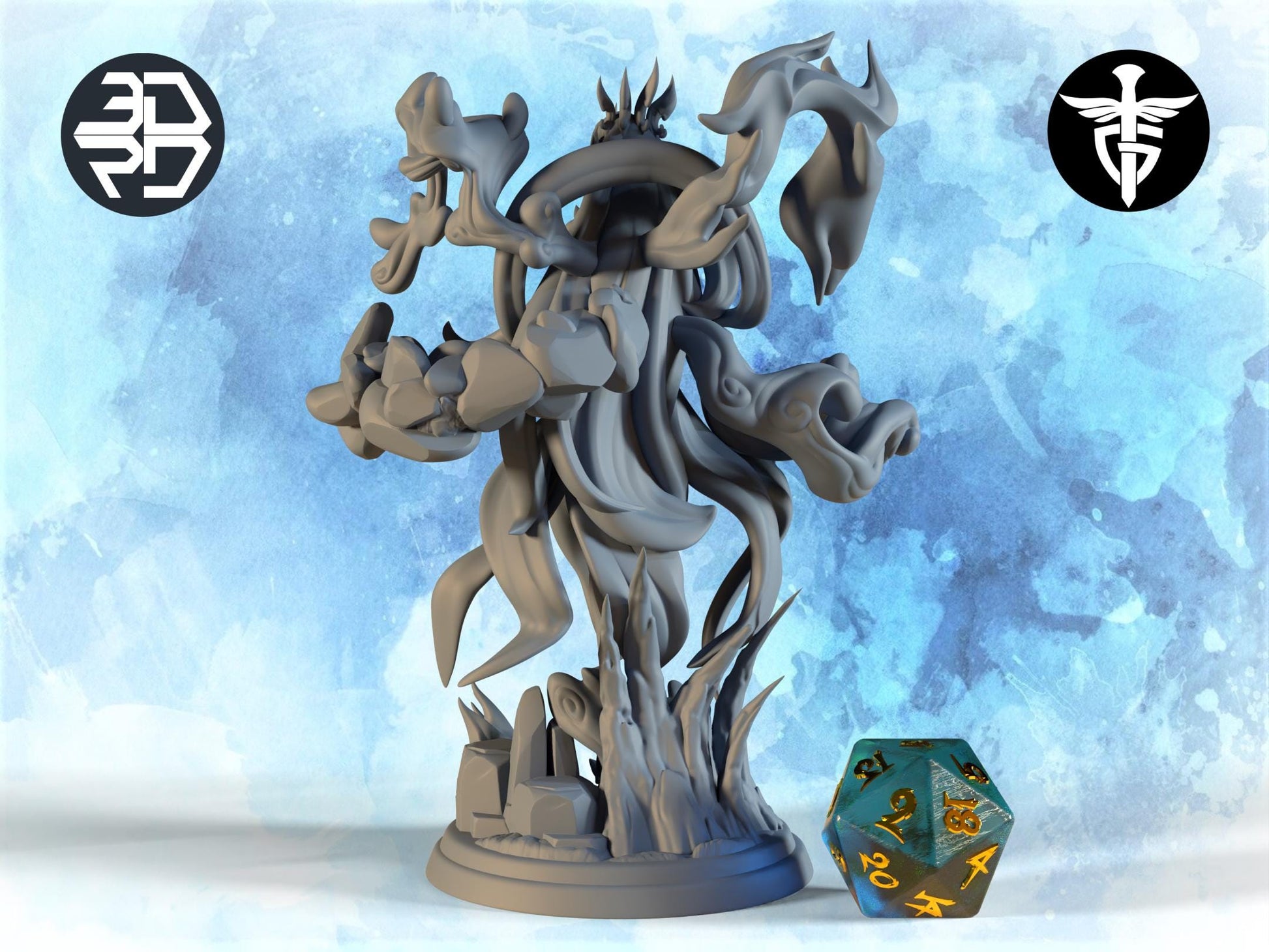 Genasi Queen Miniature | Twin Goddess Miniatures | Tabletop RPG Miniature | Roleplaying 3D Printed Fantasy Mini - 3DPrintDen