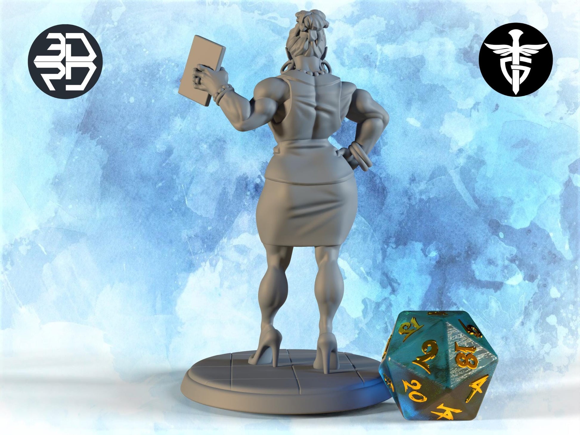 Orc Businesswoman Miniature | Twin Goddess Miniatures | Tabletop RPG Miniature | Roleplaying 3D Printed Fantasy Mini - 3DPrintDen