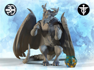 Dragon Accountant Miniature | Twin Goddess Miniatures | Tabletop RPG Miniature | Roleplaying 3D Printed Fantasy Mini - 3DPrintDen
