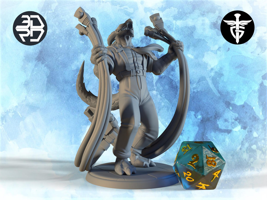 Dragonborn IT Guy Miniature | Twin Goddess Miniatures | Tabletop RPG Miniature | Roleplaying 3D Printed Fantasy Mini - 3DPrintDen