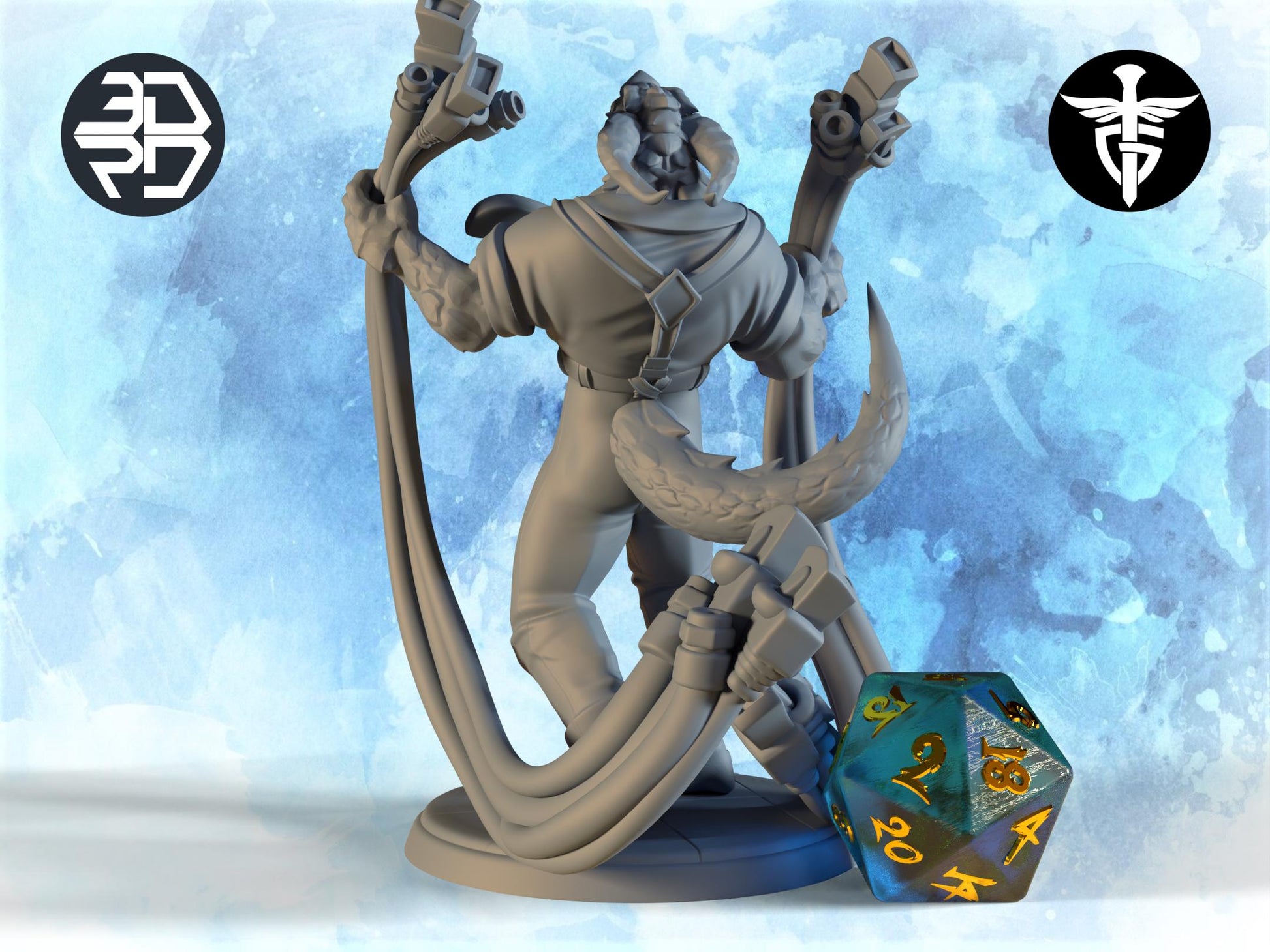 Dragonborn IT Guy Miniature | Twin Goddess Miniatures | Tabletop RPG Miniature | Roleplaying 3D Printed Fantasy Mini - 3DPrintDen
