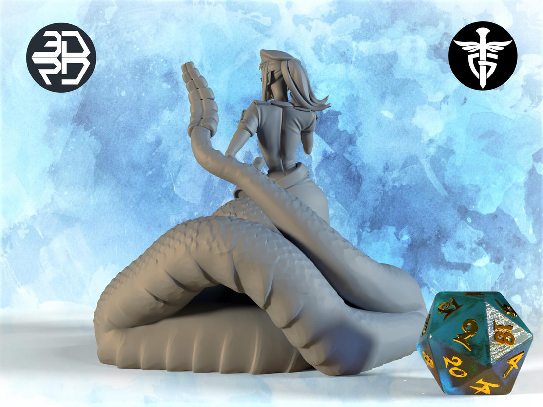 Female Police Officer Lamia Miniature | Twin Goddess Miniatures | Tabletop RPG Miniature | Roleplaying 3D Printed Fantasy Mini - 3DPrintDen