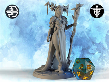 Elf Queen Miniature | Twin Goddess Miniatures | Tabletop RPG Miniature | Roleplaying 3D Printed Fantasy Mini - 3DPrintDen