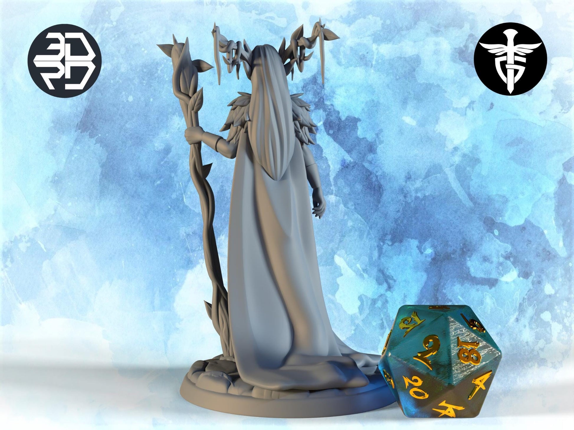 Elf Queen Miniature | Twin Goddess Miniatures | Tabletop RPG Miniature | Roleplaying 3D Printed Fantasy Mini - 3DPrintDen