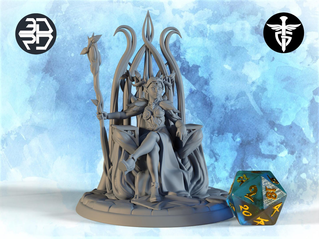 Elf Queen Miniature | Twin Goddess Miniatures | Tabletop RPG Miniature | Roleplaying 3D Printed Fantasy Mini - 3DPrintDen