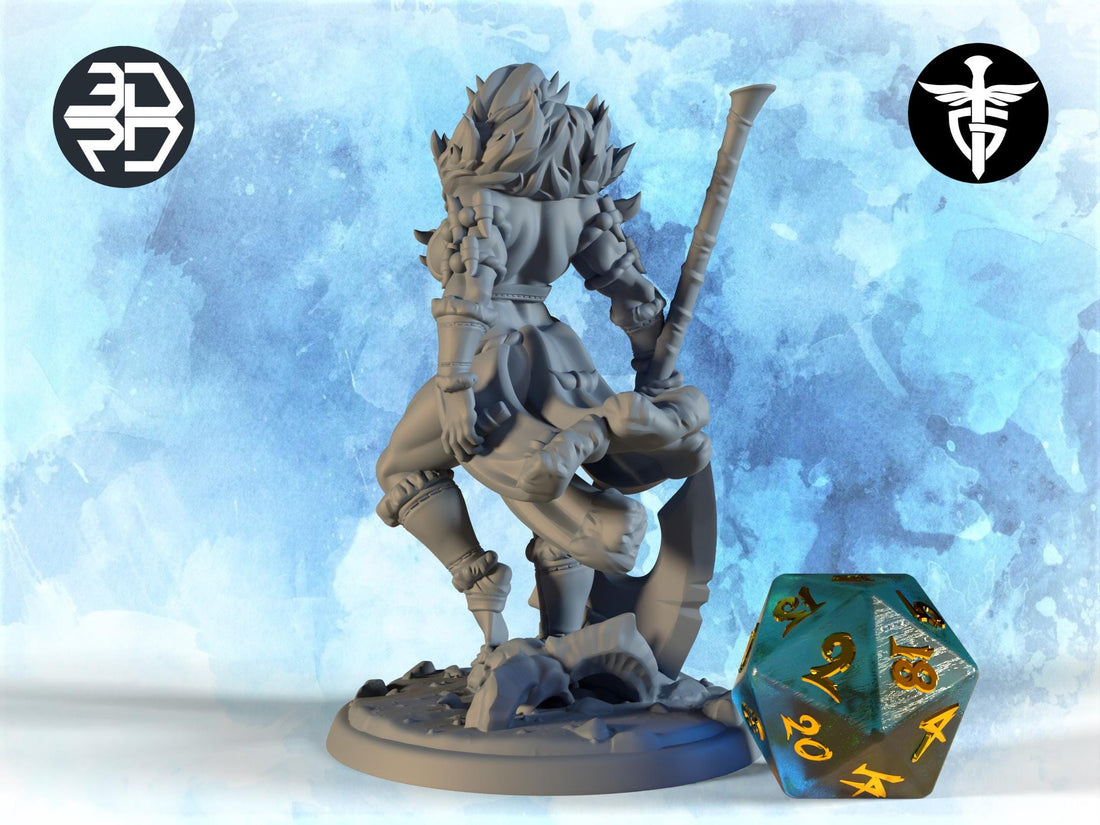 Orc Queen Miniature | Twin Goddess Miniatures | Tabletop RPG Miniature | Roleplaying 3D Printed Fantasy Mini - 3DPrintDen