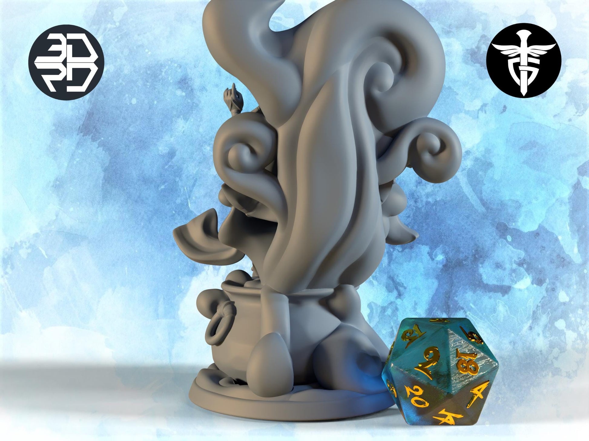 Witch Queen Miniature | Twin Goddess Miniatures | Tabletop RPG Miniature | Roleplaying 3D Printed Fantasy Mini - 3DPrintDen