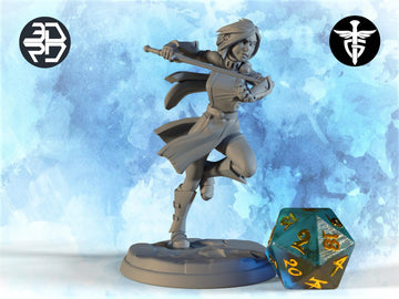Female Knight Miniature, Gwen | Twin Goddess Miniatures | Tabletop RPG Miniature | Roleplaying 3D Printed Fantasy Mini - 3DPrintDen