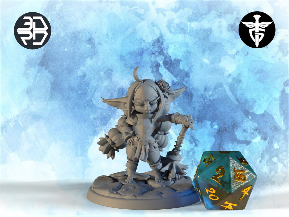 Female Goblin Miniature, Thistle | Twin Goddess Miniatures | Tabletop RPG Miniature | Roleplaying 3D Printed Fantasy Mini - 3DPrintDen