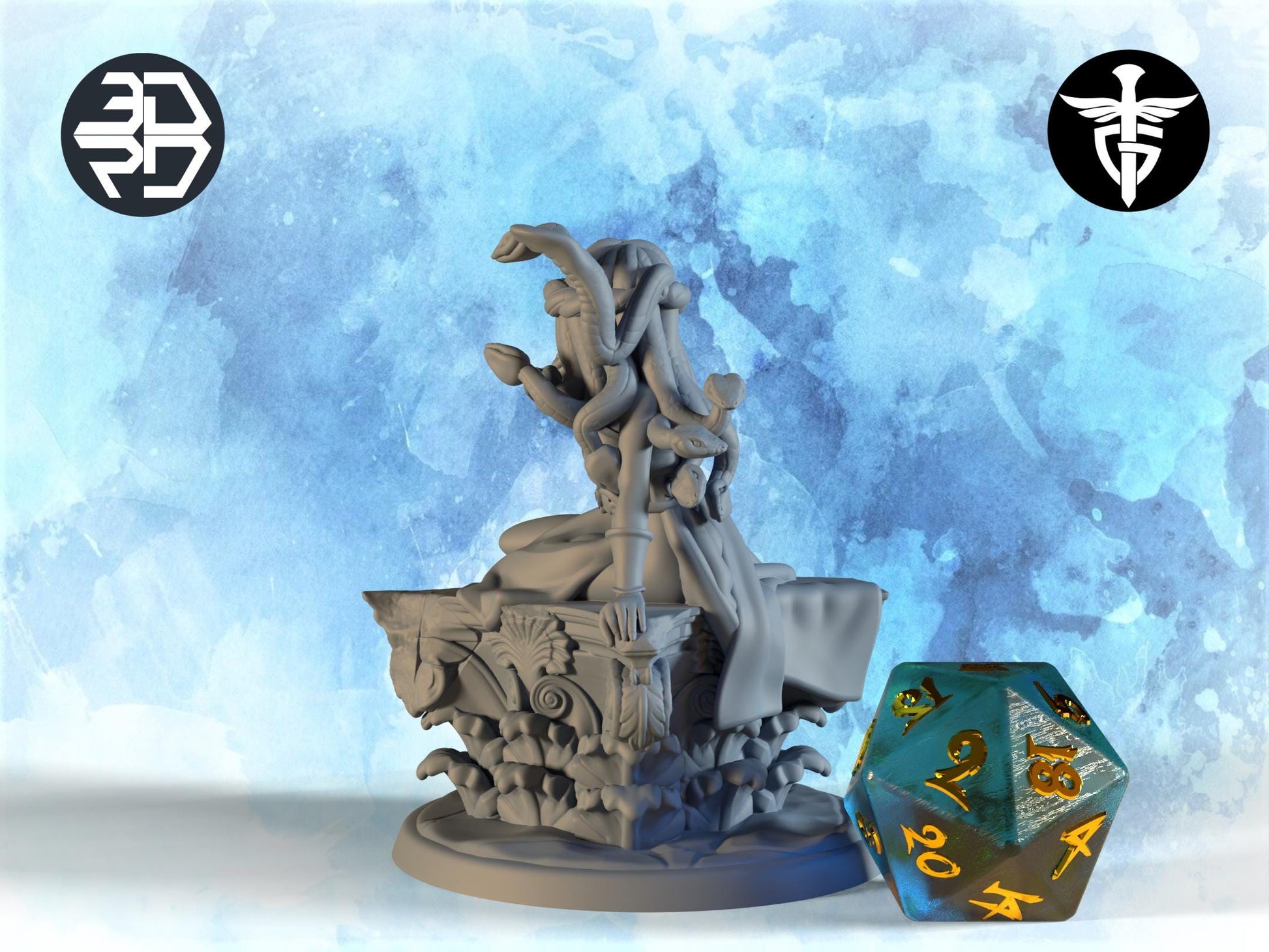 Medusa Miniature | Twin Goddess Miniatures | Tabletop RPG Miniature | Roleplaying 3D Printed Fantasy Mini - 3DPrintDen