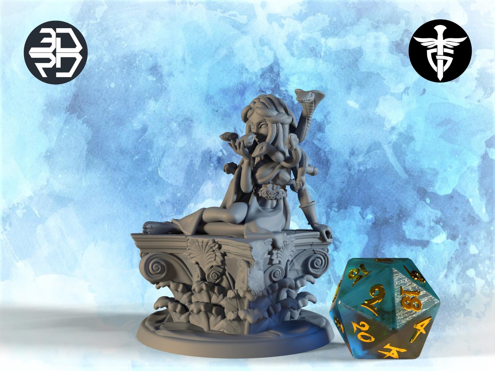Medusa Miniature | Twin Goddess Miniatures | Tabletop RPG Miniature | Roleplaying 3D Printed Fantasy Mini - 3DPrintDen