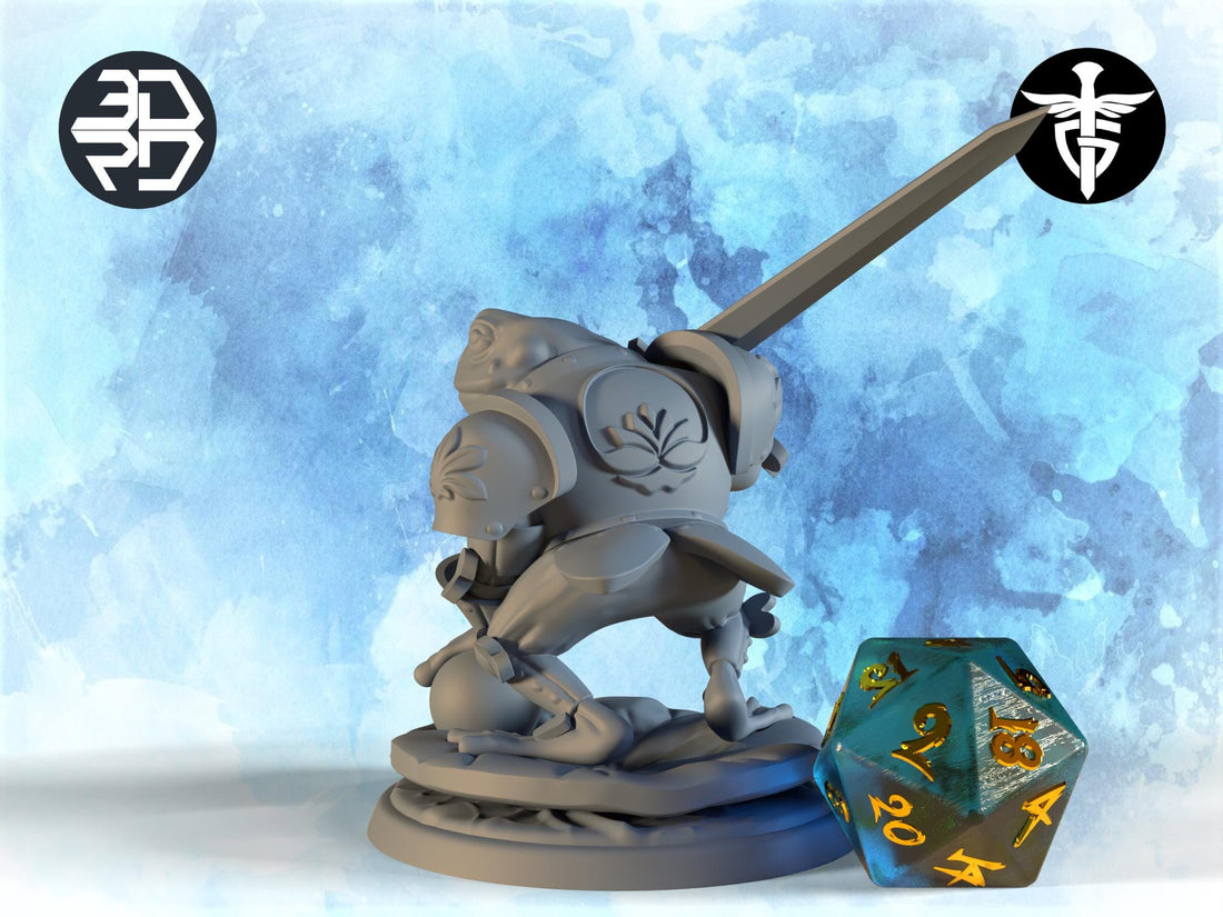 Frog Knight Miniature | Twin Goddess Miniatures | Tabletop RPG Miniature | Roleplaying 3D Printed Fantasy Mini - 3DPrintDen