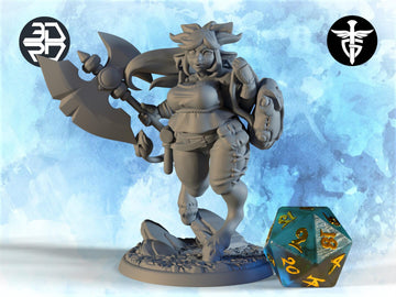Fighter Cow Girl Miniature | Twin Goddess Miniatures | Tabletop RPG Miniature | Roleplaying 3D Printed Fantasy Mini - 3DPrintDen