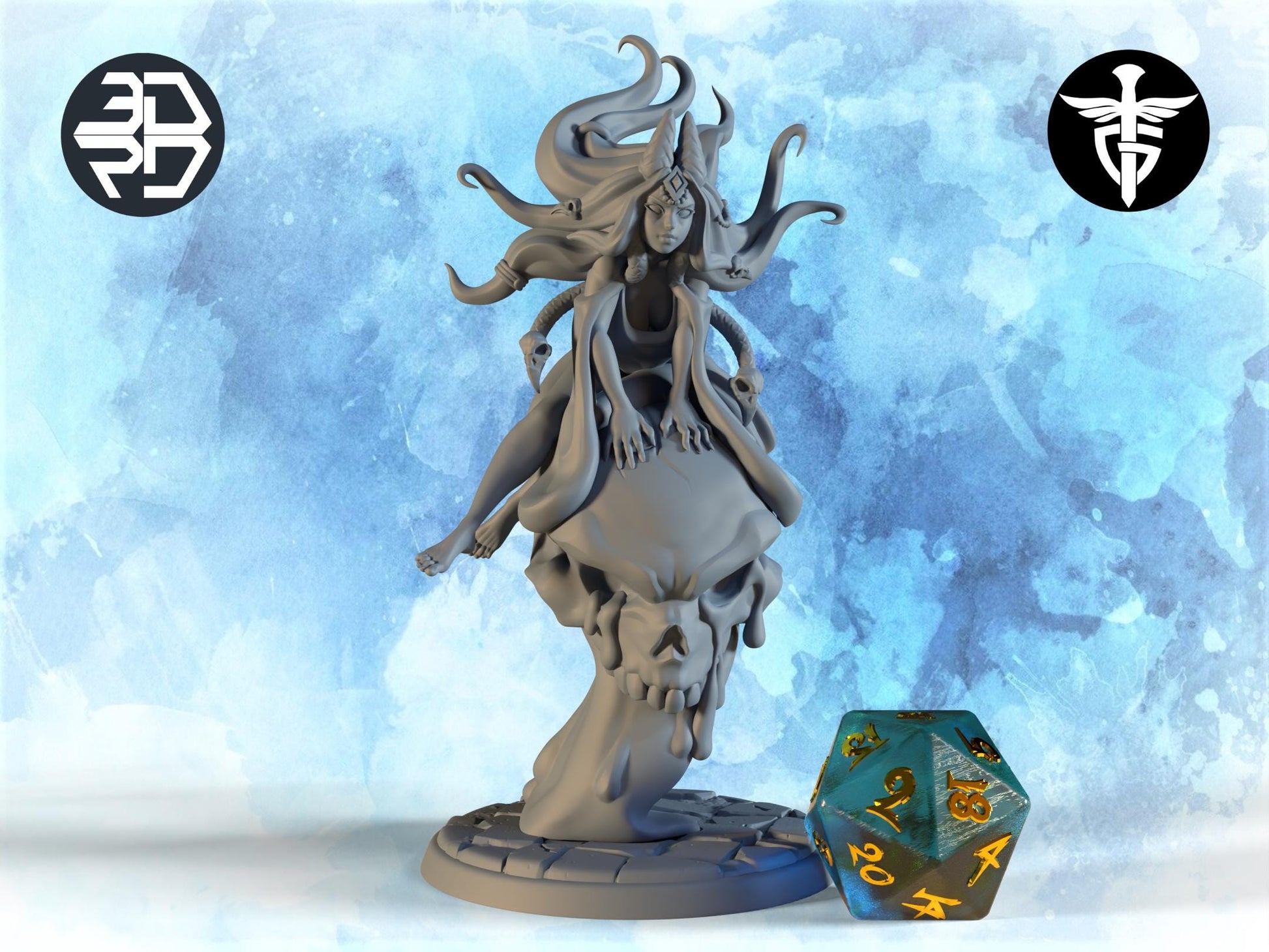 Female Necromancer Miniature, Baba Camylla | Twin Goddess Miniatures | Tabletop RPG Miniature | Roleplaying 3D Printed Fantasy Mini - 3DPrintDen