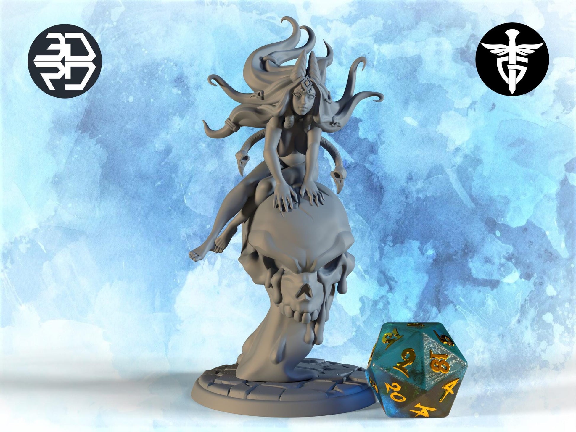 Female Necromancer Miniature, Baba Camylla | Twin Goddess Miniatures | Tabletop RPG Miniature | Roleplaying 3D Printed Fantasy Mini - 3DPrintDen