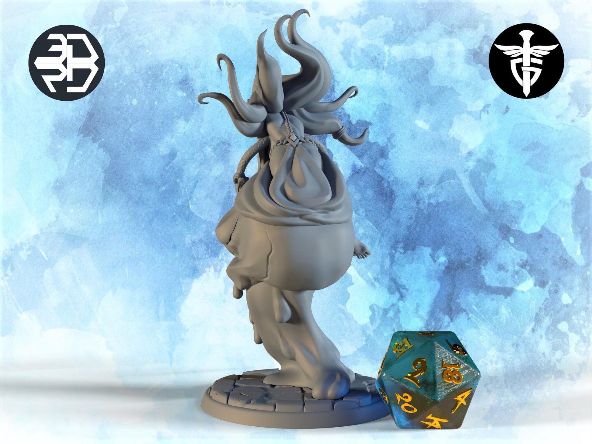 Female Necromancer Miniature, Baba Camylla | Twin Goddess Miniatures | Tabletop RPG Miniature | Roleplaying 3D Printed Fantasy Mini - 3DPrintDen