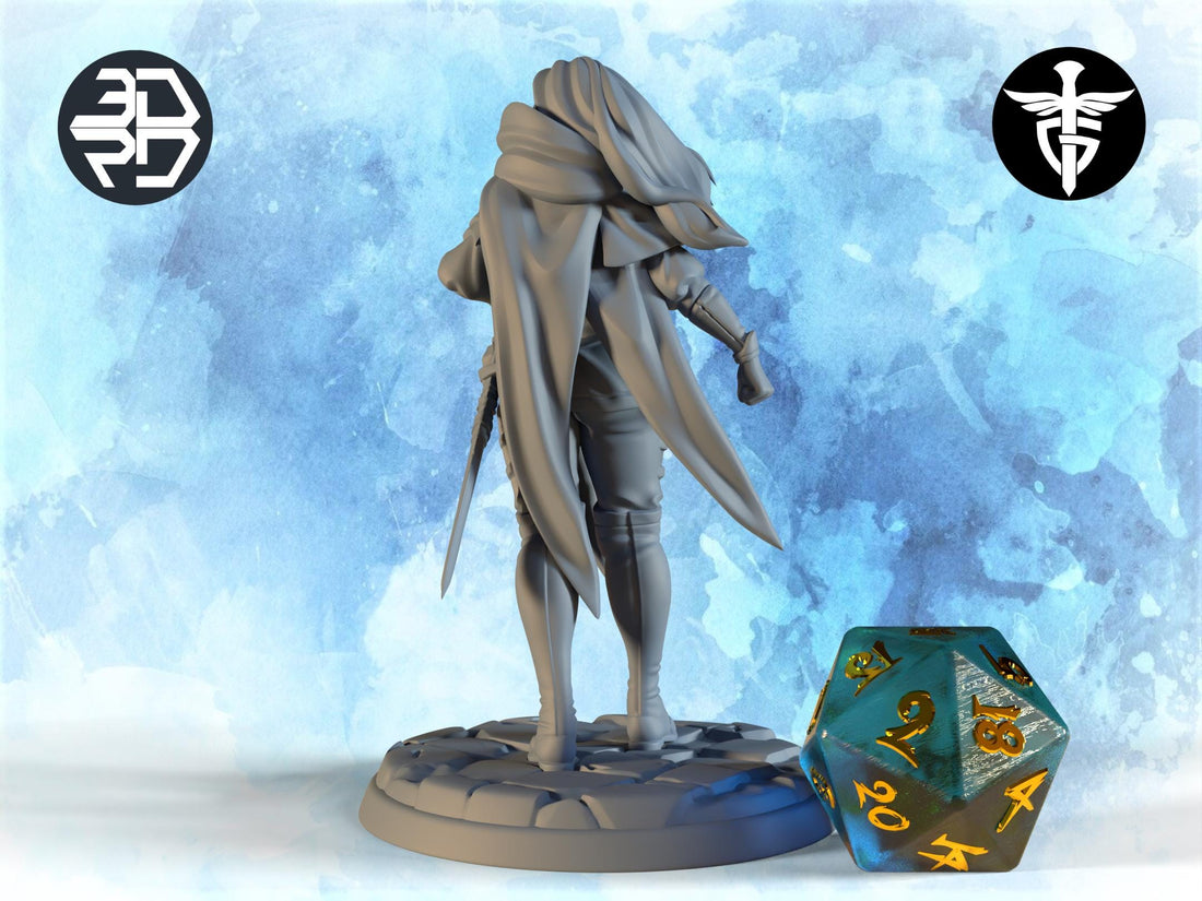 Female Guard Miniature, Synpheena | Twin Goddess Miniatures | Tabletop RPG Miniature | Roleplaying 3D Printed Fantasy Mini - 3DPrintDen
