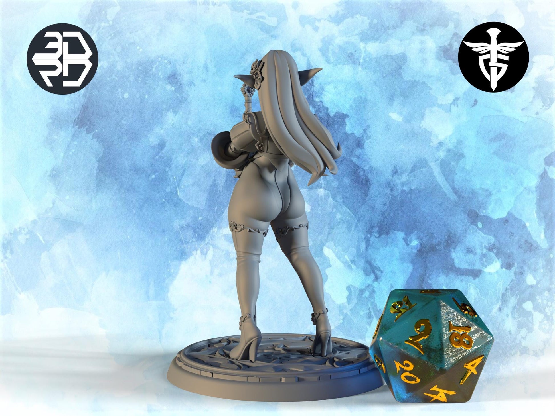 Female Elven Paladin Miniature, Melrissa | Twin Goddess Miniatures | Tabletop RPG Miniature | Roleplaying 3D Printed Fantasy Mini - 3DPrintDen