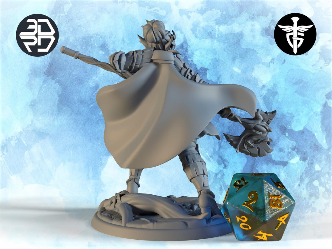 Female Defender Miniature, Nora | Twin Goddess Miniatures | Tabletop RPG Miniature | Roleplaying 3D Printed Fantasy Mini - 3DPrintDen