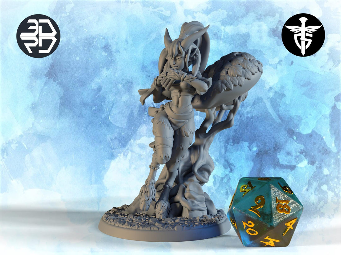 Satyr Bard Miniature, Fauna | Twin Goddess Miniatures | Tabletop RPG Miniature | Roleplaying 3D Printed Fantasy Mini - 3DPrintDen