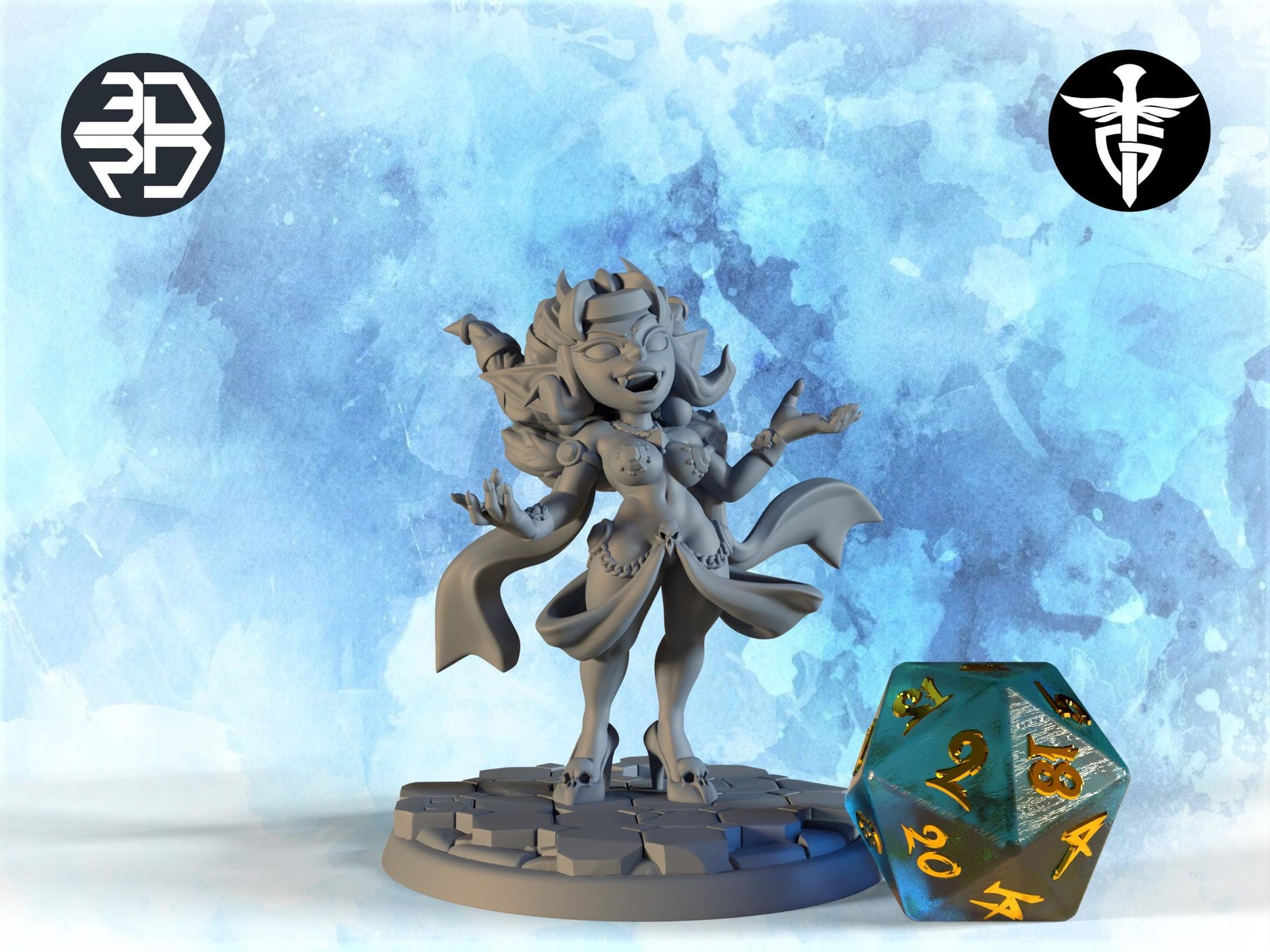 Goblin Queen Miniature | Twin Goddess Miniatures | Tabletop RPG Miniature | Roleplaying 3D Printed Fantasy Mini - 3DPrintDen