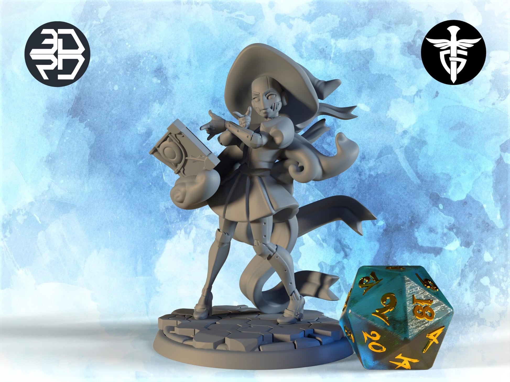 Female Warfoged Wizard Miniature | Twin Goddess Miniatures | Tabletop RPG Miniature | Roleplaying 3D Printed Fantasy Mini - 3DPrintDen