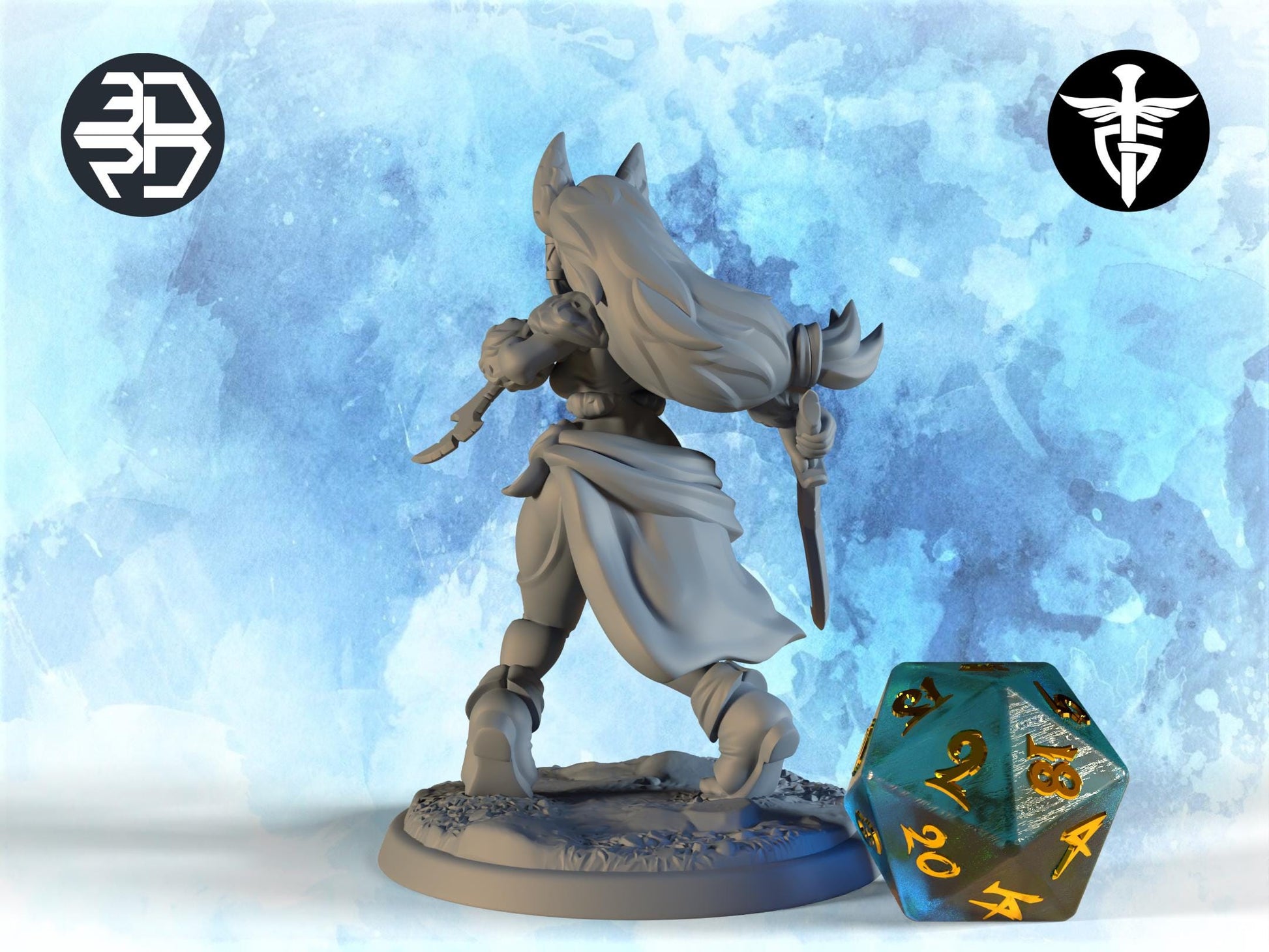 Foxgirl Rogue Miniature | Twin Goddess Miniatures | Tabletop RPG Miniature | Roleplaying 3D Printed Fantasy Mini - 3DPrintDen