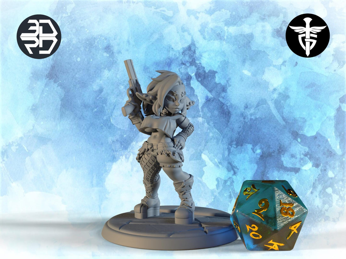 Female Gothblin Miniature, Leora | Twin Goddess Miniatures | Tabletop RPG Miniature | Roleplaying 3D Printed Fantasy Mini - 3DPrintDen