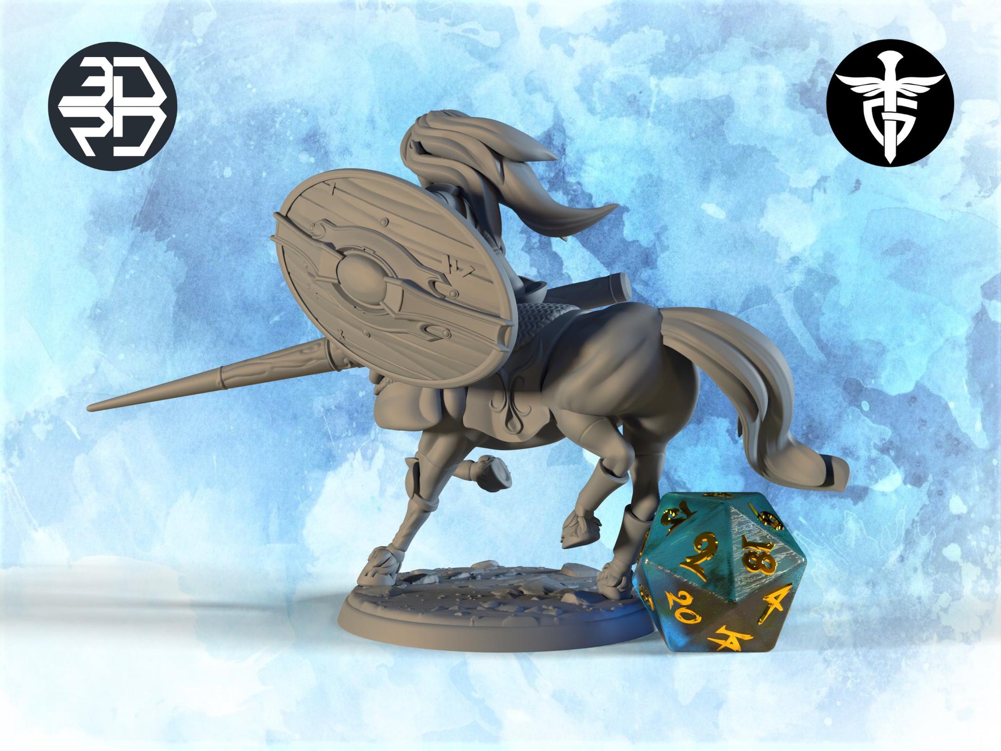 Female Centaur Lancer Miniature | Twin Goddess Miniatures | Tabletop RPG Miniature | Roleplaying 3D Printed Fantasy Mini - 3DPrintDen