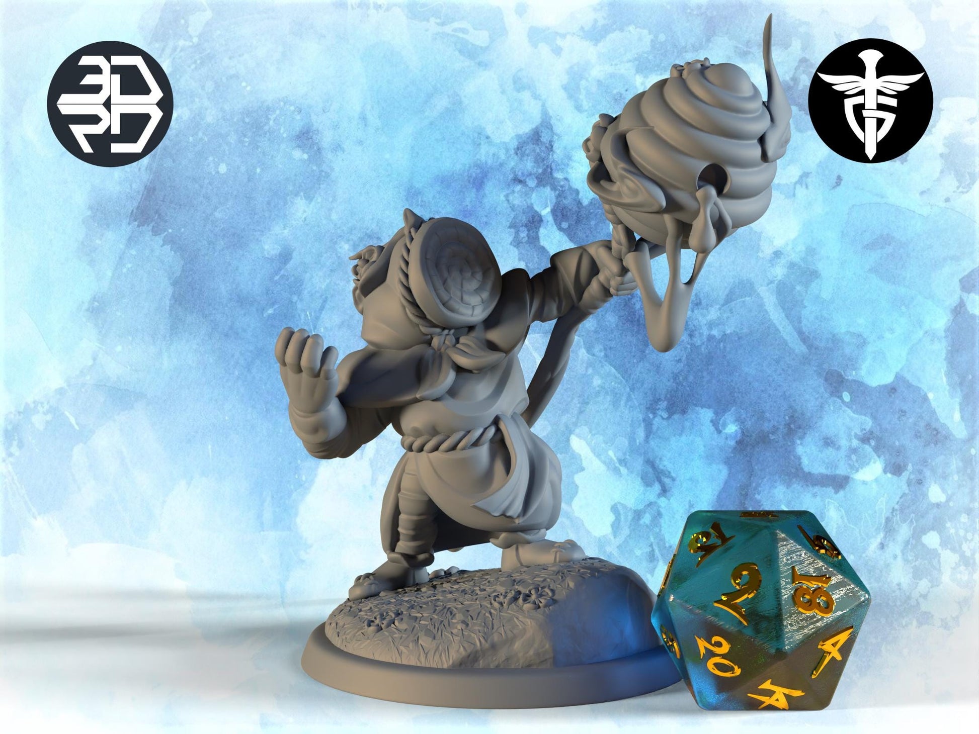 Beekeeper Druid Miniature, Mr BEES | Twin Goddess Miniatures | Tabletop RPG Miniature | Roleplaying 3D Printed Fantasy Mini - 3DPrintDen